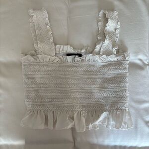 Forever 21 White Ruffled Crop Top